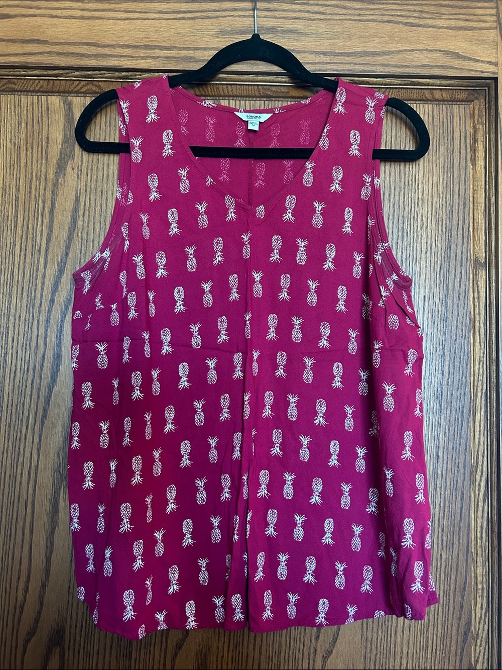 Sonoma Raspberry Pink Pineapple-Print Sleeveless Tank